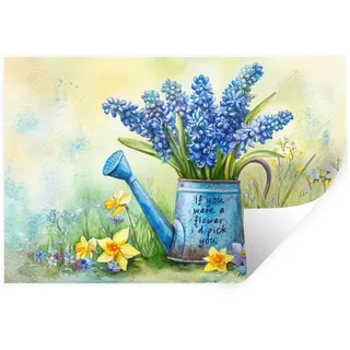 MuchoWow Wandsticker Lavendelblüten - Zitat - Gießkanne (1 St), Wandtattoo, Selbstklebend, Wohnzimmer, 60x40 cm 60 cm x 40 cm x 0.1 cm