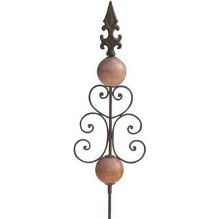 Videx Metall-Gartenstecker Kugeln und Zier-Ornament, 120cm, rost-antik