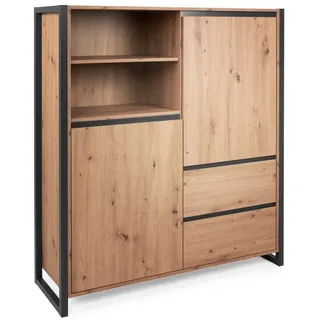 Newroom Highboard Wildeiche 120 cm, Highboard Wildeiche Vintage Industrial Sideboard Kommode Anrichte braun