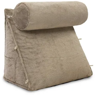 eloneo Rückenkissen mit Nackenrolle 55 x 50 x 30 cm Beige