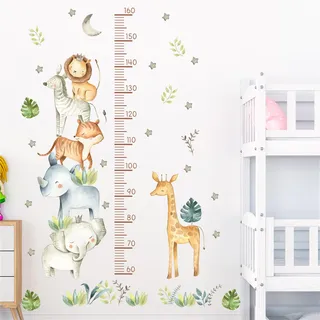 Wandtattoo Kinderzimmer, Kinder Höhe Diagramm Wandaufkleber, Messlatte Kind Waldtiere Giraffe Wandsticker, Skala misst 60-160cm, Geschenke für Jungen & Mädchen (Waldtiere-B)