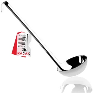 KADAX Suppenkelle aus hochwertigem Edelstahl, Schöpflöffel mit Halter, Soßenlöffel mit langem und ergonomischem Stiel, Schöpfkelle, Gießlöffel, Küchenhelfer, silber (10cm/190ml)