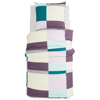 GRUND Blocca Bettwäsche Dunkelviolett 140 x 220 cm + 70 x 90 cm