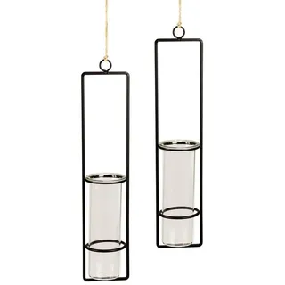 Viana Tischvase Reagenzglas Deko zum Hängen Minivasen Glas Ø6cm 32cm, Moderne, 2 Stück schwarz