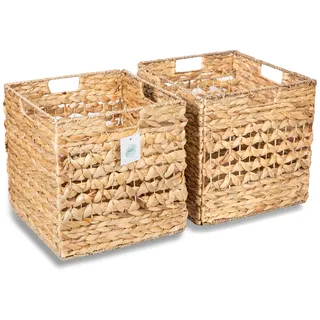 JOSEPHINA CALYXX 2er Set, Box 32x32x32cm, Aufbewahrungsbox geflochten für Würfelregal, Aufbewahrungskorb für Ikea Expedit/Kallax Regal Einsatz, Deko Korb I Ordnungsboxen I 2in1 Design, 4x Griffe
