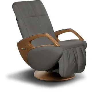 Massagesessel Fernsehsessel KEYTON Domo | Leder ceneri | Holzelement Walnuss