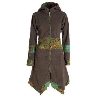 Vishes Kurzmantel Fleece Mantel Fleecemantel Hooded Cardigan Zipfelkapuzenjacke Goa, Gothik, Ethno, Boho Style grün 36