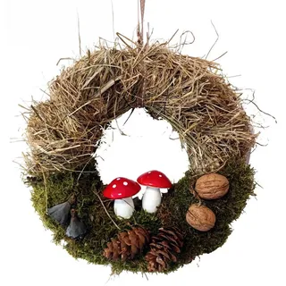 CreaFlor Home Dekokranz Herbstkränze, Handarbeit, natur, Fliegenpilze, H: 5cm