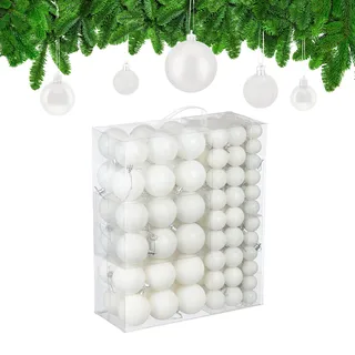 Relaxdays Weihnachtskugeln 138er Set Weiß,Silber