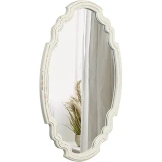 Sintosin Bauernhaus Mirror Dekorative Wandspiegel 43 x 60 cm, Vintage Spiegel Oval mit Holzrahmen, Wand Spiegel Weiß für Wohnzimmer, Schlafzimmer, Badezimmer, Flur