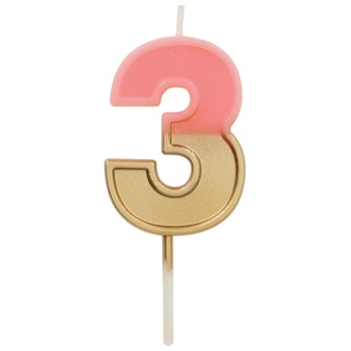 Folat 24213 Kuchen Kerze Retro Ziffer/Zahl 3 Pink-5 cm Geburtstagskerzen für Geburtstag, Geburtstagsdeko, für Kinder Partys, Hochzeiten, Firmenfeiern, Jubiläen