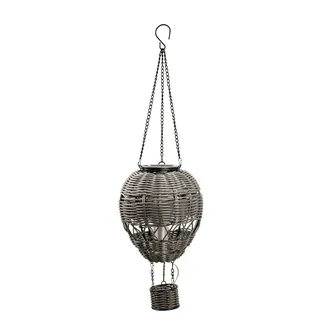 Northpoint Solar Heißluftballon LED Lampe aus Rattan – Wetterfeste Solar Hängelaterne für Garten, Balkon & Terrasse – Boho Deko Windlicht mit warmweißem Licht – Outdoor Solarleuchte zum Aufhängen