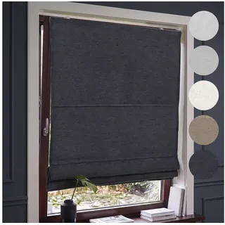 Victoria M. Raffrollo Klemmfix Ivora Premium Raffrollo 160x175cm Anthrazit Vollverdunkelnd, mit Klemmträger, ohne Bohren, freihängend, Ohne Bohren grau 160 cm x 175 cm