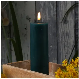 Deluxe Homeart LED-Kerze Mia Deluxe Echtwachs flackernd Wachsspiegel H: 15cm D: 5cm petrol (1-tlg) blau