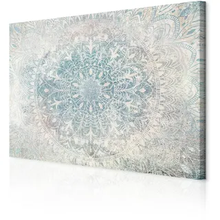 decomonkey Bilder Mandala 120x80 cm 1 Teilig Leinwandbilder Wandbild Orient | Strukturleinwand, Holzkeilrahmen, Bild auf Leinwand, Kunstdruck, Wanddeko, Wohnzimmer, Wanddekoration, Abstrakt, Muster, Blau