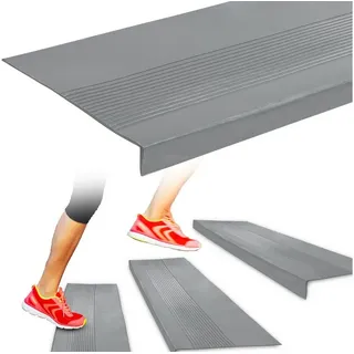 ANRO Stufenmatte Stufenschutz aus Gummi Treppenschutz Treppenmatte, Eckig, mit Rillen Größe 30x90cm - rutschischer & anpassbar grau 30 cm x 90 cm