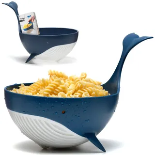 Peleg Design Pastail - Nudelsieb mittelgroß – Lustiges, walförmiges Kunststoffsieb zum Abgießen von Nudeln (bis zu 3 Portionen), Gemüse und Obst