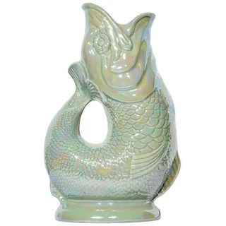 Gluckigluck Karaffe XL Salbeigrün schimmernd – 1,2 l – Original Gluggle Jug aus England – Wasserkrug mit Glucker-Geräusch Handgefertigt & schimmernde Oberfläche – Kult-Krug als Vase oder Dekanter