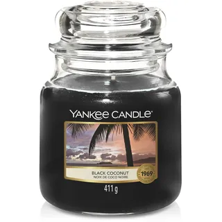 Yankee Candle Duftkerze im Glas (Mittelgroß) | Black Coconut | Brenndauer bis zu 75 Stunden