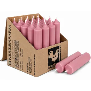 Hahn Kerzenfarm Spitzkerze Stabkerzen kurz 25 Stück, 10 cm, Ø 2,2 cm, Made in Germany rosa