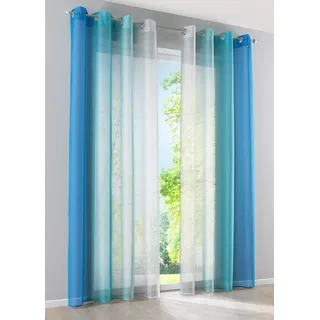 Gardinenbox Modena Gardinen Ösen 140 x 175 cm Blau/Transparent 2 St.