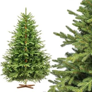 FairyTrees Weihnachtsbaum künstlich 180 cm ALPENTANNE Premium mit Christbaum Holzständer | Tannenbaum künstlich mit Naturgetreue Spritzguss Elem... - Grün