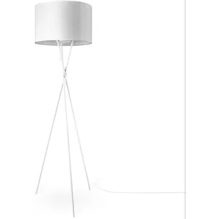 Stehlampe PACO HOME "KATE CANVAS UNI COLOR" Lampen Gr. Höhe: 177,5 cm, weiß (weiß weiß) Standleuchten Wohnzimmer Dreibein Stoffschirmlampe Standleuchte Textil Schirm E27