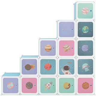 vidaXL Kinderschrank Modular mit 15 Würfeln Blau PP