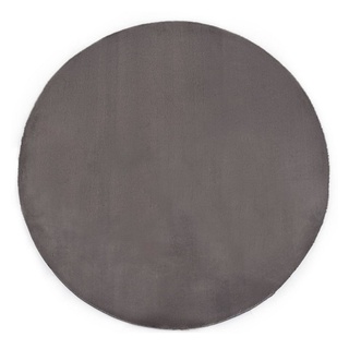 Teppich 160 cm Kunstkaninchenfell Dunkelgrau, furnicato, Runde grau