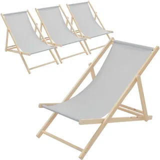 ECD Germany Gartenliege 117 x 52 x 83 cm Hellgrau