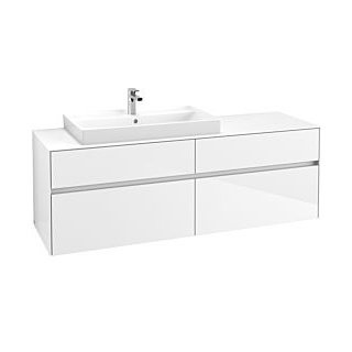 Waschbeckenunterschrank 160 x 55 cm Glossy White