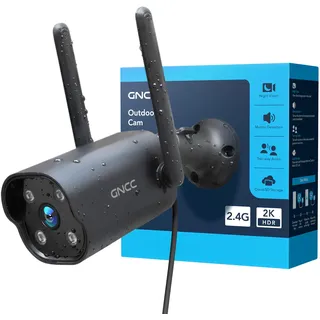 GNCC 2K Überwachungskamera Aussen WLAN, Kamera Überwachung Aussen WLAN IP Outdoor Kamera mit 2-Wege-Audio, Infrarot-Nachtsicht, 24/7-Aufnahme, Bewegungserkennung, IP65 wasserdicht, 2,4GHz, GT1ProB