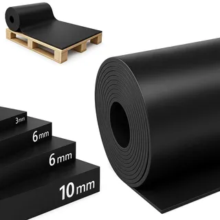 etm SBR Gummimatte 120 x 50 cm. 6 mm - Meterware - Schwarz & Glatt - Bautenschutzmatte Antirutschmatte Gummi Boden Matte - Bodenbelag Gummiplatte Gummistreifen