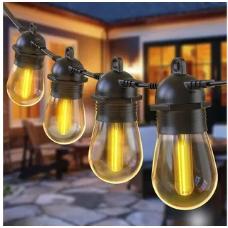 Quntis Lichterkette outdoor strom 16/31m led lichterkette für außen erweiterbare, lichtkette terasse Balkonlampen Gartenlampen biergarten lichterketten