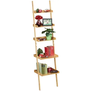 Relaxdays Leiterregal 5 Etagen 45 x 40 x 190 cm Natur