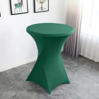 Highdi Stretch Stehtischhussen, Stretchhusse Spandex Stehtisch Hussen Rund Cocktail Tisch-Überzug Husse Abwaschbar für Hochzeit Geburtstagsfeier Bankett (Ø80x75cm,Dunkelgrün)