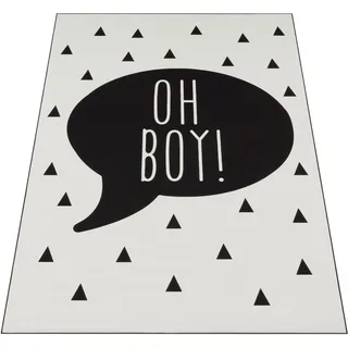 Kinderteppich PACO HOME "Aleyna 114", schwarz, B:120cm H:6mm L:160cm, Polyester, Teppiche, Kinderteppich, Kurzflor, Kinder Design, Sprechblase mit Schriftzug, Kinderzimmer