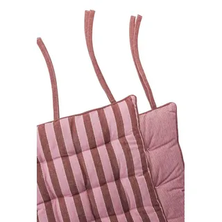 Tranquillo Sitzkissen VIVID LINES 40x40x4 cm rosa Bio-Baumwoll-Bezug Bänder zum Fixieren, Nachhaltiges Stuhlkissen aus recycelter Baumwollfüllung, formstabil rot