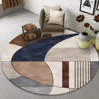 Runder Bereich Teppich für Büro Wohnzimmer Lesezimmer 80 cm 100 cm 120 cm 140 cm 160 cm 180 cm 200cm Moderne Teppich Waschbare rutschfeste Bürostuhl Matten Bodenmatte ( Size : Durchmesser 140cm )