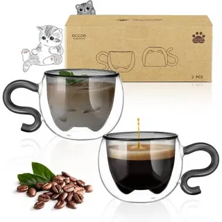 Espressotassen Katzentasse Glas Type12 Schwarze-130ml*2 130ml*2