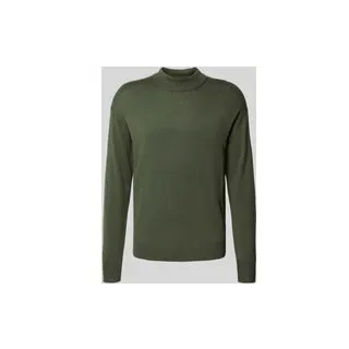 Strickpullover mit gerippten Abschlüssen, Oliv, S
