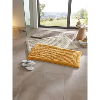 heine Badematte Badteppich, Höhe 10 mm, Baumwolle, Halbrund beige Halbrund | Ø 0 cm x 80 cm x 50 cm x 10 mm
