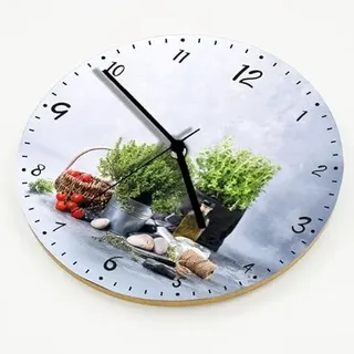Smagnon Wanduhr ohne Tickgeräusche – 30cm Rund - Hochwertige MDF Wanduhr Analog, Lautloses Schleichendes Uhrwerk – Wohnzimmer Deko & Küchenuhr im modernen Vintage Design, Kräuter