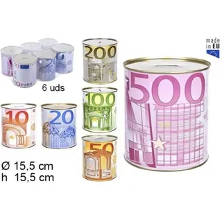 Jonotoys große Spardose mit Euro-Banknoten-Aufdruck 15 x 15 cm