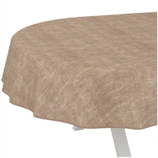 ANRO Tischdecke Alica Leinen Melliert Tischwäsche (Einzelstück 1-tlg), wasserabweisend Melliert Hellbraun Oval 200x140cm braun Oval | 140 cm x 200 cm