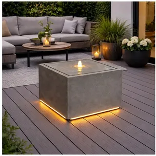 Wacredo Gartenbrunnen Premium Wasserspiel Komplettset Manila sand, Wasserbecken BxT: 50x50 cm, Gesamtmaß: 50 x 50 x 31cm (L x B x H) braun