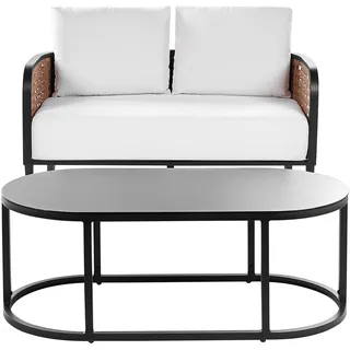 Beliani Montefalco Loungesofa 2-Sitzer schwarz/weiß