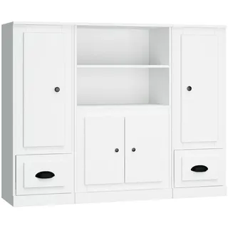 vidaXL Highboard 3 Stk. Weiß