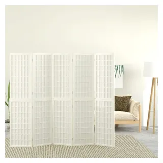 vidaXL Raumteiler 5-tlg. Paravent Japanischer Stil Faltbar 200x170 cm Weiß, 1-tlg. weiß 200 cm x 170 cm