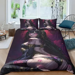 XHSMSHWY Anime Girl Bettwäschegarnitur 3D Gedruckter eine Schönheit Für Kinder Mädchen Jungen Bettbezug Set Bettwäsche Weich Microfaser Und Kissenbezüge Reissverschluss 3 Teilig Double(200x200cm)